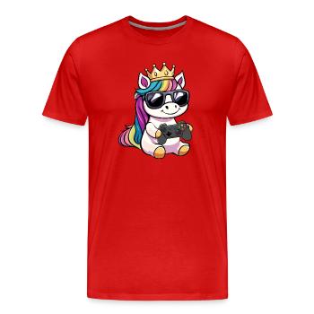 Unicorn controller - Men's Premium Organic T-Shirt - red - Front - Damien (186cm)