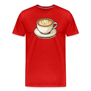 Kaffeeherz Latte Kunst - Männer Premium Bio T-Shirt - Rot - Vorne - Damien (186cm)
