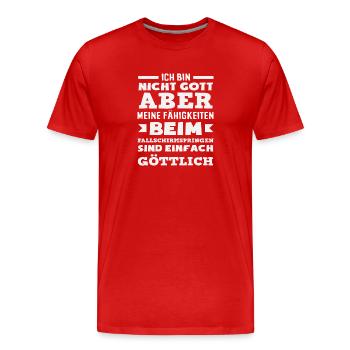 Funny skydiver adrenaline junkie god - Men's Premium Organic T-Shirt - red - Front - Damien (186cm)