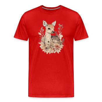 roe deer - Men's Premium Organic T-Shirt - red - Front - Damien (186cm)