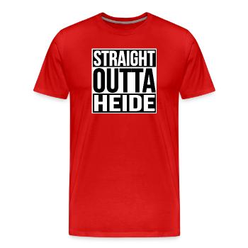 Straight Outta Heide - Männer Premium Bio T-Shirt - Rot - Vorne - Damien (186cm)