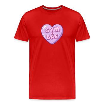 Gym Is Bae Bubble Heart Pastel Cartoon - Men's Premium Organic T-Shirt - red - Front - Damien (186cm)