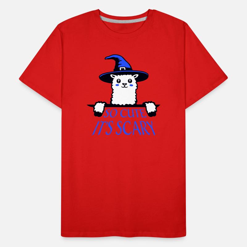 Tellement mignon que c’est effrayant chapeau de sorcière de lama Halloween disant T-shirt bio Premium Homme