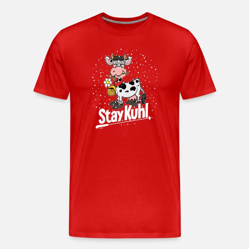 Stay Kuh! Winterkuh mit Blume - Männer Premium Bio T-Shirt - Rot