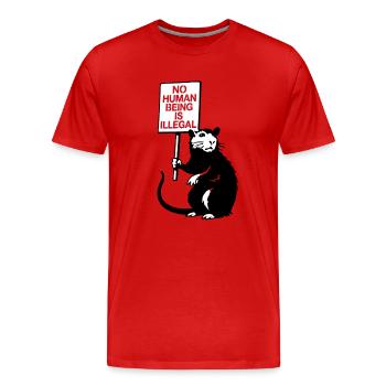 No Human Being is Illegal - Männer Premium Bio T-Shirt - Rot - Vorne - Damien (186cm)