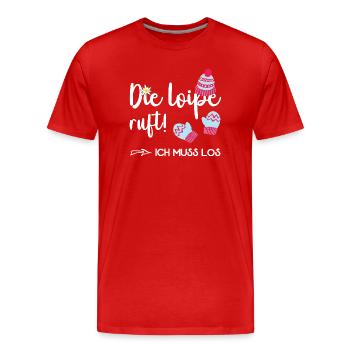 Cross-country skiing The cross-country ski trail is calling cross-country skiing biathlon - Men's Premium Organic T-Shirt - red - Front - Damien (186cm)