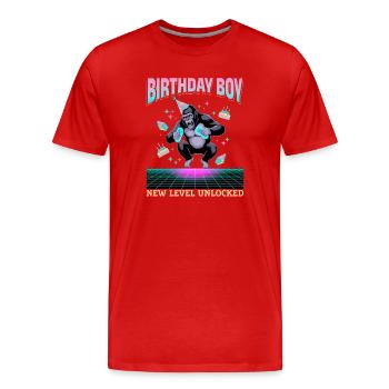 Birthday Gamer VR - Männer Premium Bio T-Shirt - Rot - Vorne - Damien (186cm)