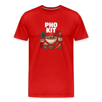 PHO KIT Soupe vietnamienne aux nouilles pho - T-shirt bio Premium Homme - rouge - Devant - Damien (186cm)