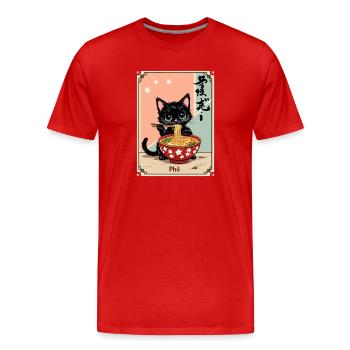 Kätzchen Pho Ramen Kunst - Männer Premium Bio T-Shirt - Rot - Vorne - Damien (186cm)
