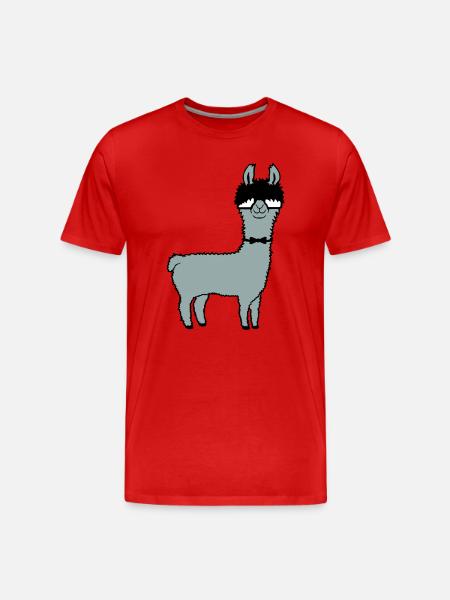 Lama-nørd Nørd Hornbriller Butterfly Sjov Alpaka Sød - Herre Premium T-shirt økologisk - rød