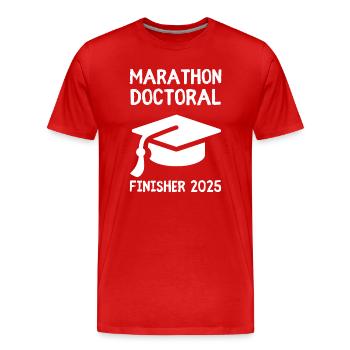 Marathon Doktorand 2025 – Studentischer Humor - Männer Premium Bio T-Shirt - Rot - Vorne - Damien (186cm)