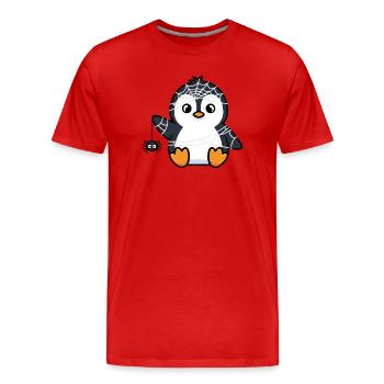 Funny Halloween Penguin with Spider Web Costume - Men's Premium Organic T-Shirt - red - Front - Damien (186cm)