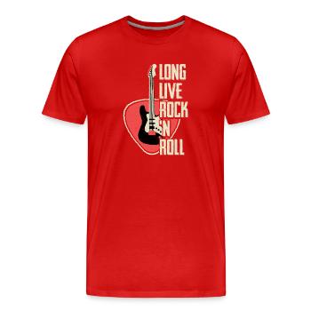 Long Live Rock 'n Roll Rock Band Guitar Music - Männer Premium Bio T-Shirt - Rot - Vorne - Damien (186cm)