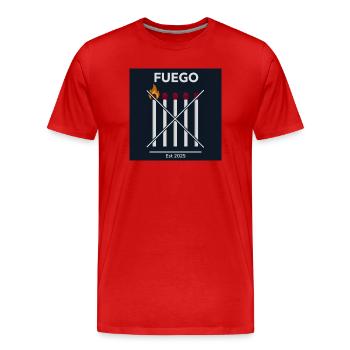 Feuer abgesagt 2025 - Männer Premium Bio T-Shirt - Rot - Vorne - Damien (186cm)