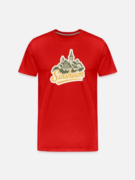 Sinsheim Kraichgau - Illustration Handlettering - Männer Premium Bio T-Shirt - Rot