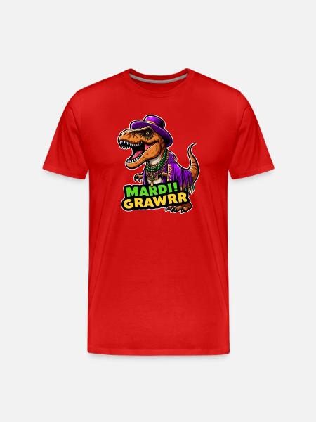 T Rex Carnival Mardi Gras - Men's Premium Organic T-Shirt - red