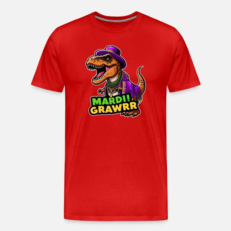 T Rex Carnaval Mardi Gras - T-shirt bio Premium Homme - rouge