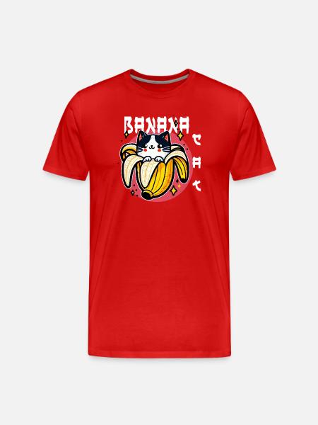 Kawaii banana cat - Men's Premium Organic T-Shirt - red