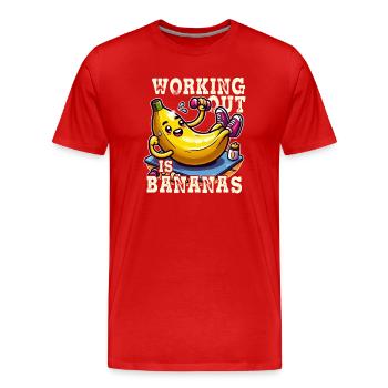 Muskulöse Banane: Bananen Training - Männer Premium Bio T-Shirt - Rot - Vorne - Damien (186cm)