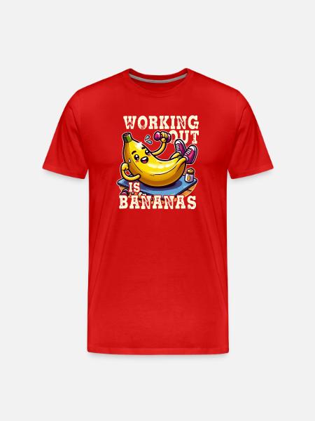 Muscular Banana: Bananas Training - Men's Premium Organic T-Shirt - red