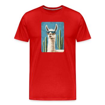 lama - T-shirt bio Premium Homme - rouge - Devant - Damien (186cm)