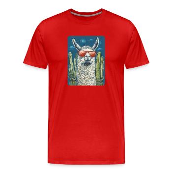 lama - T-shirt bio Premium Homme - rouge - Devant - Damien (186cm)