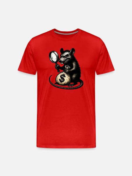 Ratte mit Lupe und Geldsack - Männer Premium Bio T-Shirt - Rot