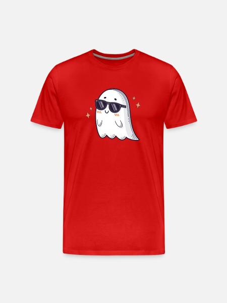 Retro ghost kawaii black glasses - Men's Premium Organic T-Shirt - red