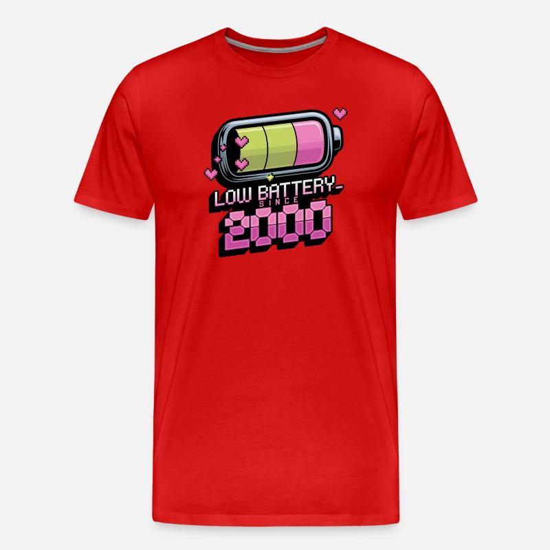 Y2K Retro – Low Battery Since 2000 - Männer Premium Bio T-Shirt - Rot