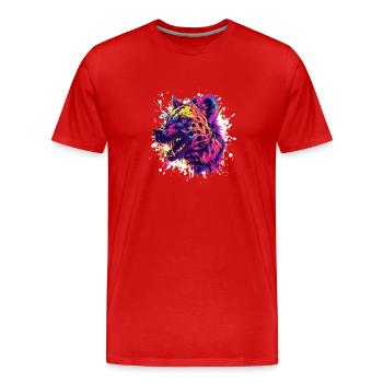 Éclaboussure de couleur tête de coyote - T-shirt bio Premium Homme - rouge - Devant - Damien (186cm)