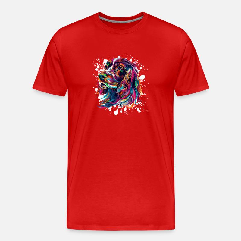 Bunter Hundeporträt Splashes - Männer Premium Bio T-Shirt - Rot
