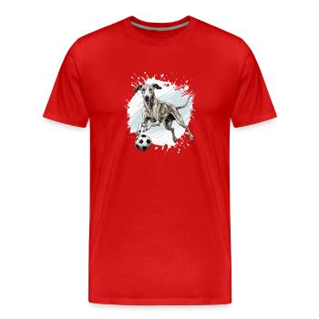 Greyhound Hund Fussball Team - Männer Premium Bio T-Shirt - Rot - Vorne - Damien (186cm)