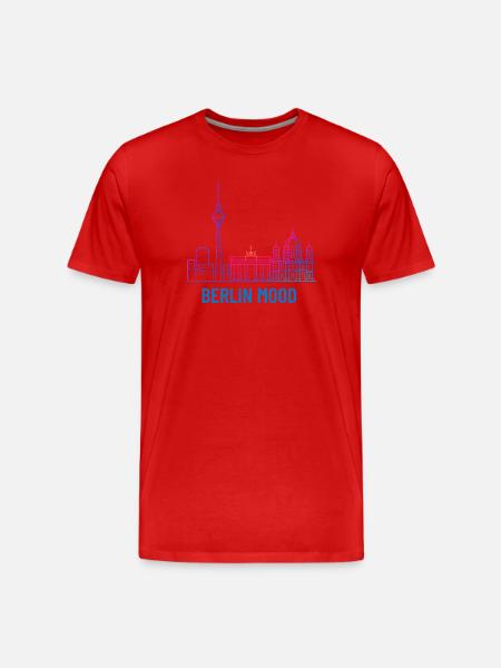 Berlin Mood Neon Skyline - Men's Premium Organic T-Shirt - red