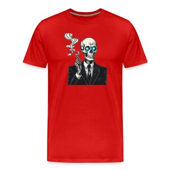 Squelette en costume fumant un cigare - T-shirt bio Premium Homme - rouge - Devant - Damien (186cm)
