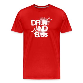 Drum- und Bass-Typografie Halo - Männer Premium Bio T-Shirt - Rot - Vorne - Damien (186cm)