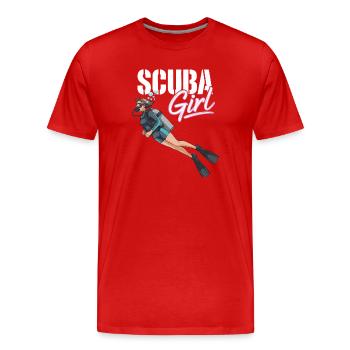 Scuba Girl Taucherin Design - Männer Premium Bio T-Shirt - Rot - Vorne - Damien (186cm)