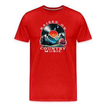 Raised on Country Music - Men's Premium Organic T-Shirt - red - Front - Damien (186cm)