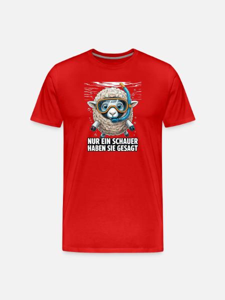Just a Shower – Funny Sheep Design - Men's Premium Organic T-Shirt - red