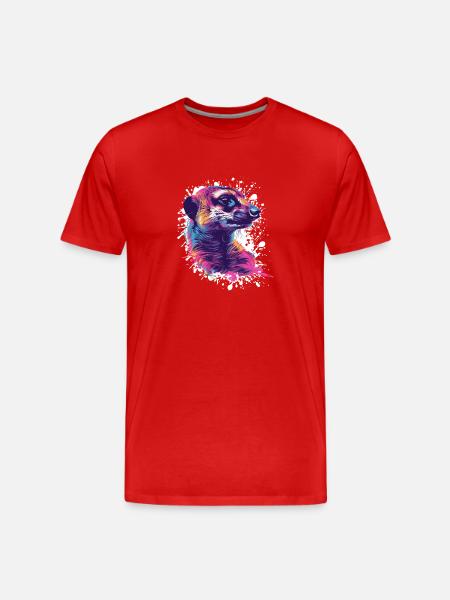 Coloured Meerkat - Men's Premium Organic T-Shirt - red