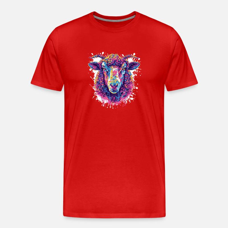 Buntes Schäferkopf Pop Art - Männer Premium Bio T-Shirt - Rot