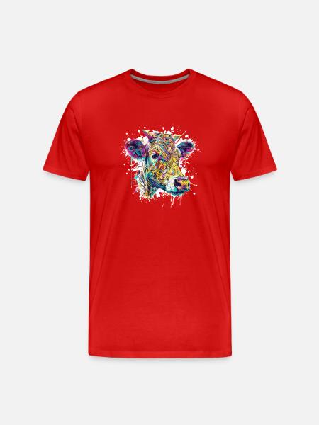 Cow Paint Splash - Men's Premium Organic T-Shirt - red