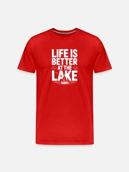 Das Leben am See ist besser - Männer Premium Bio T-Shirt - Rot