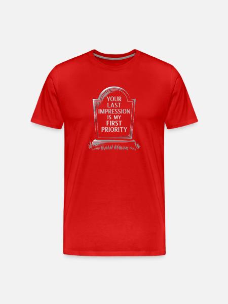 Last Impression First Priority - Halloween - Men's Premium Organic T-Shirt - red