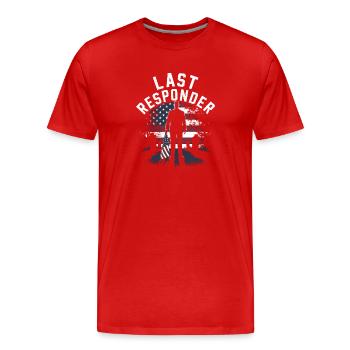 Drapeau hommage au dernier répondant - T-shirt bio Premium Homme - rouge - Devant - Damien (186cm)