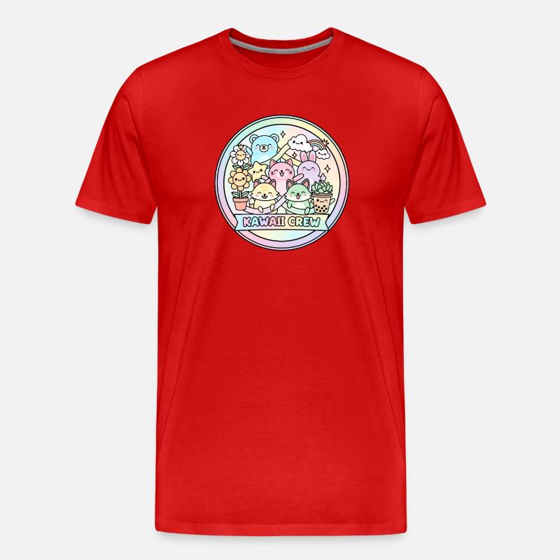 Kawaii Crew Pastell Regenbogen - Männer Premium Bio T-Shirt - Rot