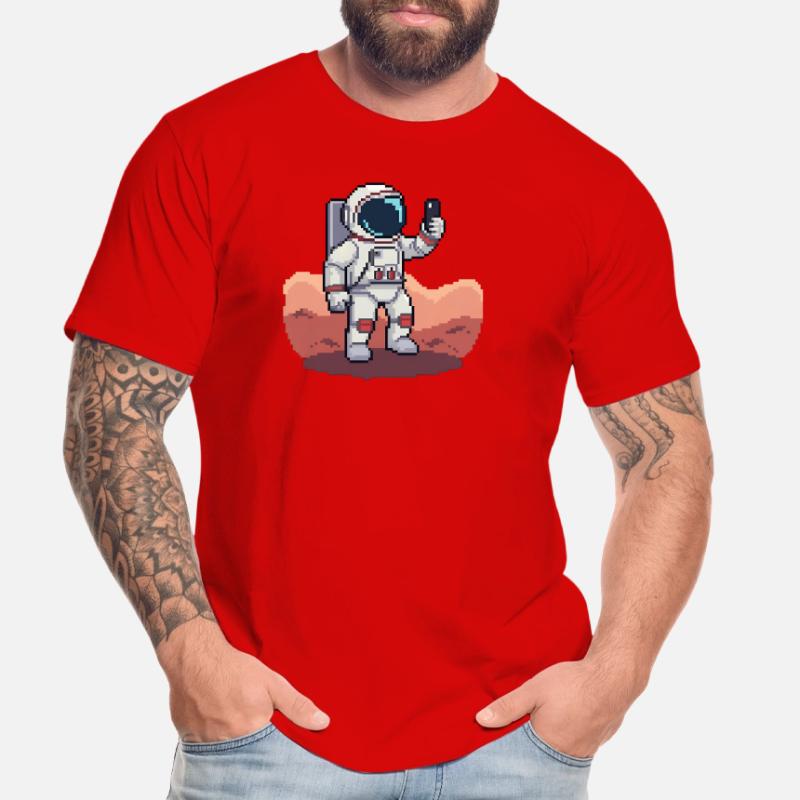 Selfie d’astronaute pixel sur Mars - Style 8 bits T-shirt bio Premium Homme