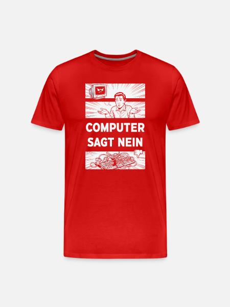 Computer says no Retro Humor - Men's Premium Organic T-Shirt - red