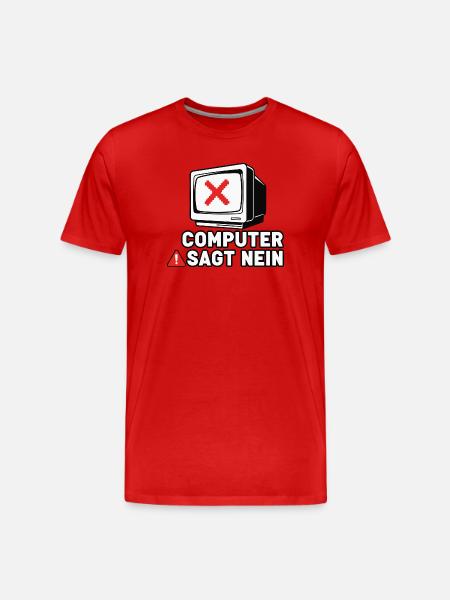 Computer Says No Retro Pixel - Men's Premium Organic T-Shirt - red