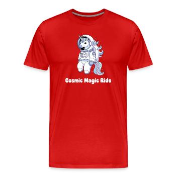 Kosmische Einhorn Raumfahrt - Männer Premium Bio T-Shirt - Rot - Vorne - Damien (186cm)