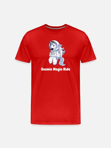 Kosmische Einhorn Raumfahrt - Männer Premium Bio T-Shirt - Rot